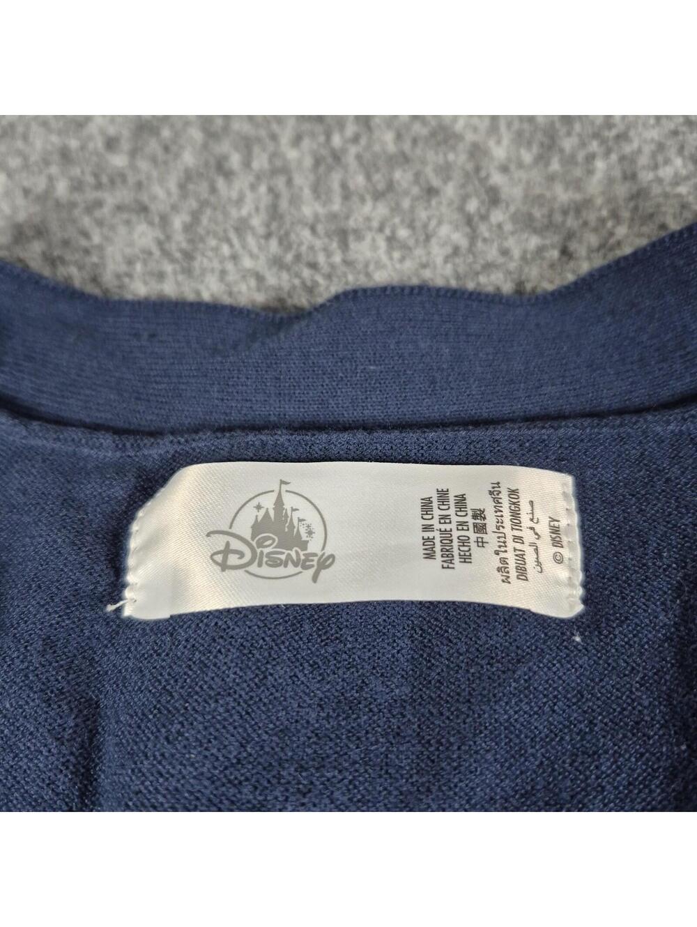 Disney Mickey Mouse Cardigan Sweater Mens 2XL Navy Blue Varsity Athletic 28 Y2K - Picture 8 of 9